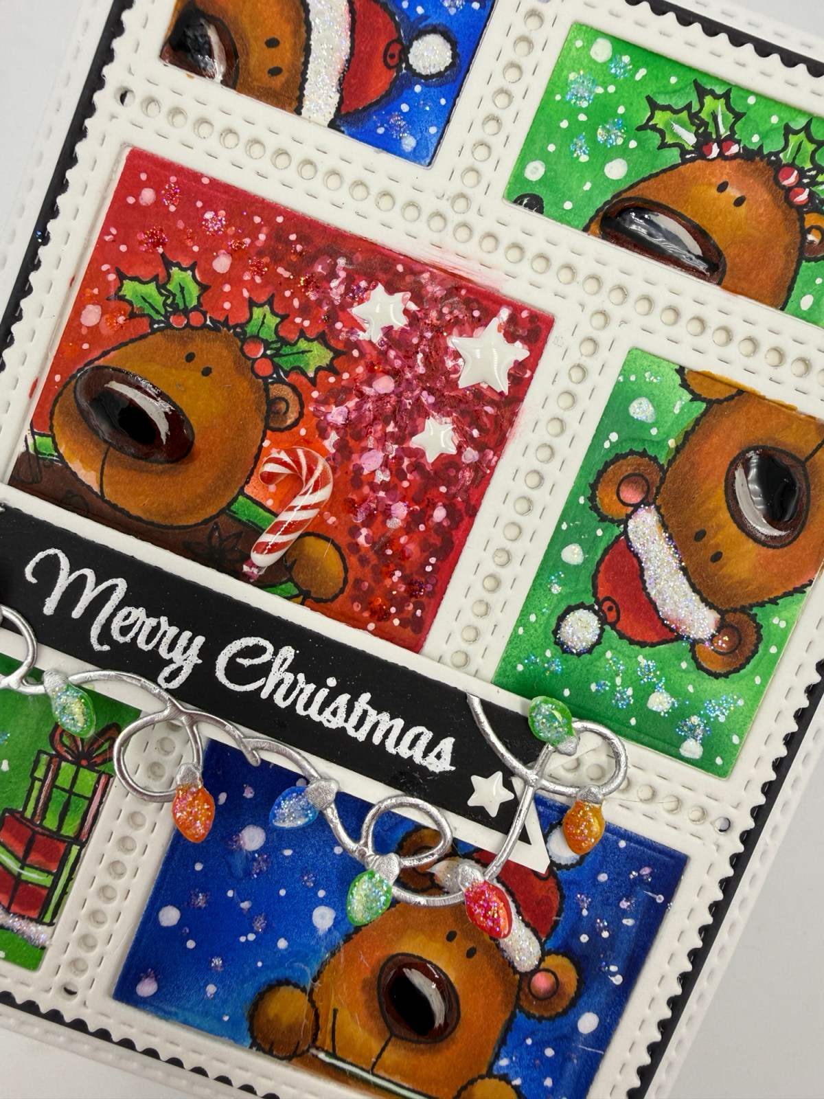 Cheers to Christmas: A Whimsical Postage Stamp Card&nbsp;🎄🐻